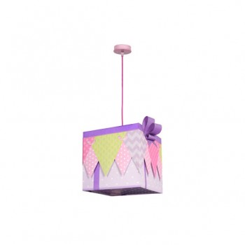 Distribuidor - Lâmpadas Diversas | Colgantes Infantil | COLGANTE GRANDE SERIE REGALO LILA 1XE27 30X30X30 Ref: 056893019